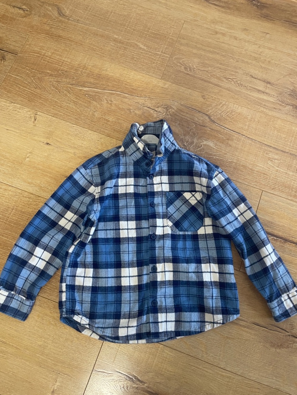 5T Kids Blue Plaid Button-Up Shirt